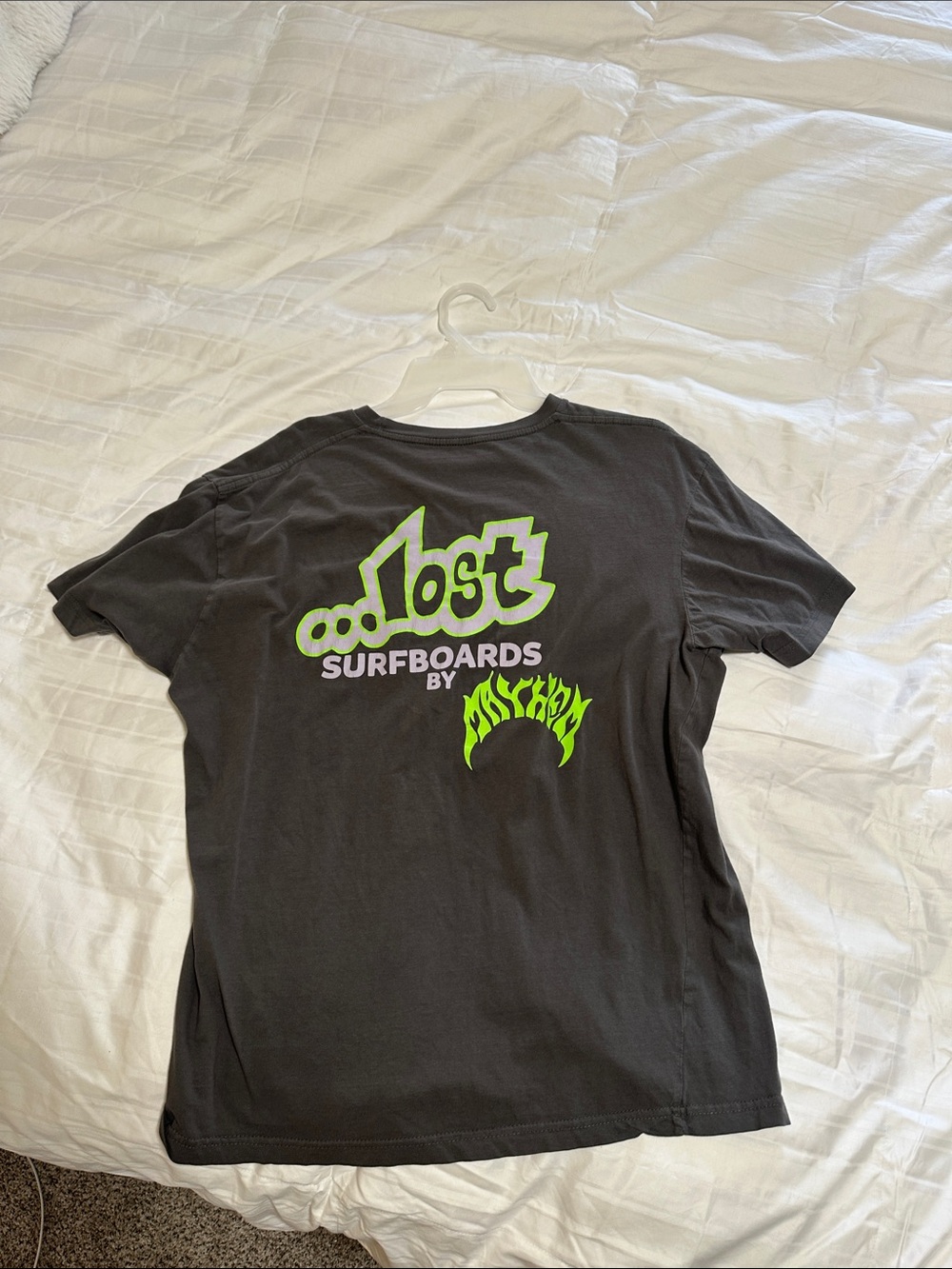 Lost Men's Black Short Sleeve Tee with Neon Green Surf Graphic